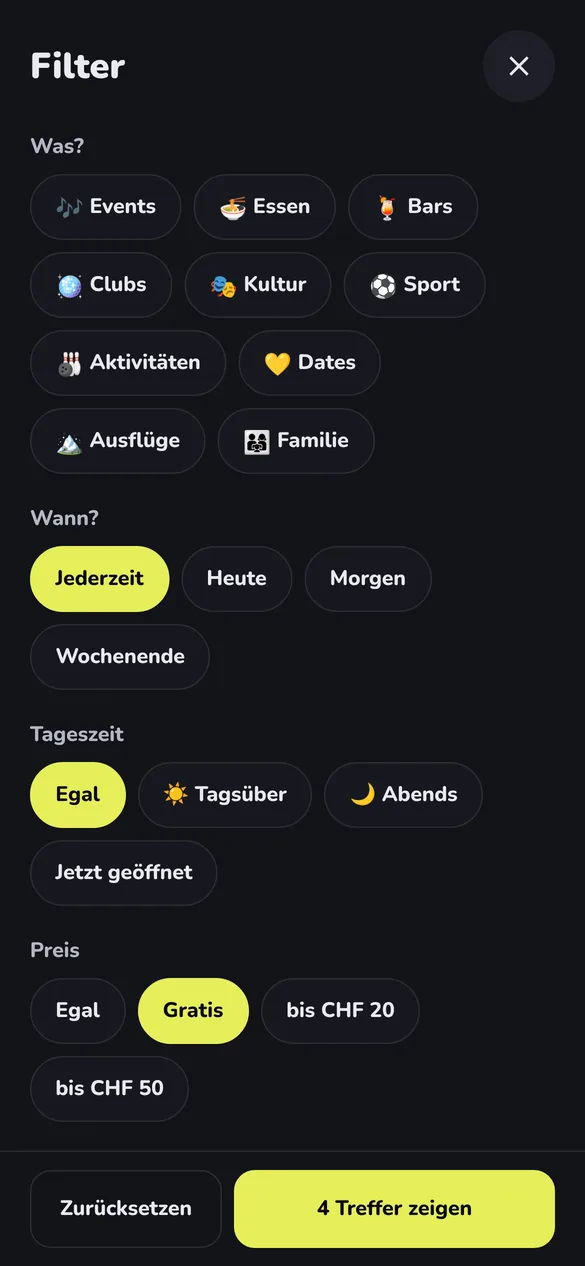 Filter mit Auswahl Gratis